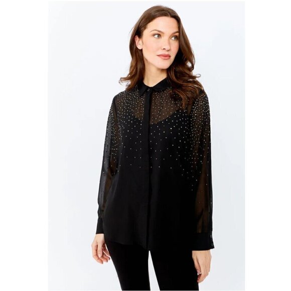 Melanie Lyne Tops - Melanie Lyne Woven blouse with jewel embellishments